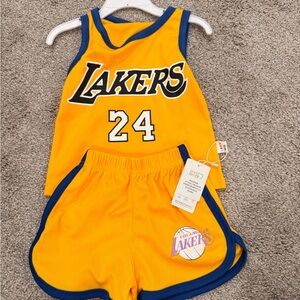 Lakers Kids Yellow Basketball Jersey Set Size is 18-24 month